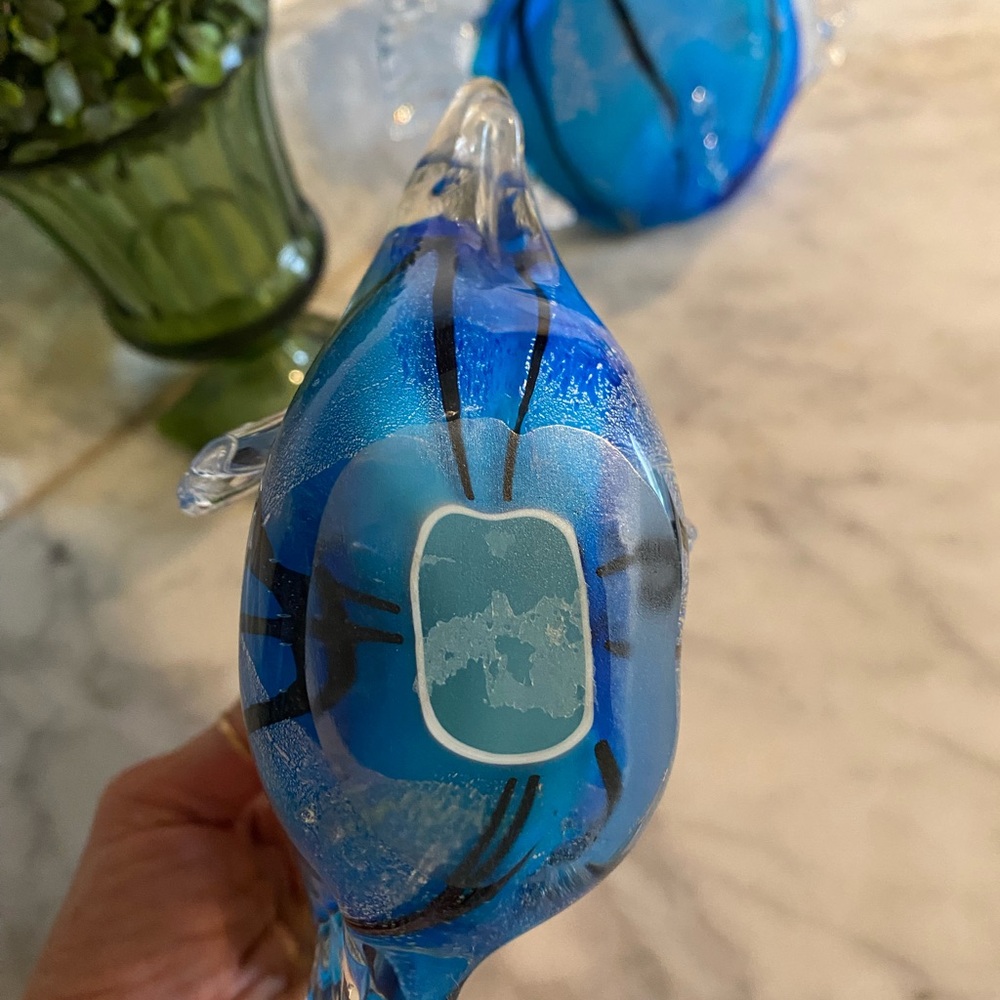 Set of 2 Blue Glass Fish Decor - Picture 4 of 9